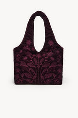Hoss Intropia Nuria. Bolso hobo terciopelo bordado Granate