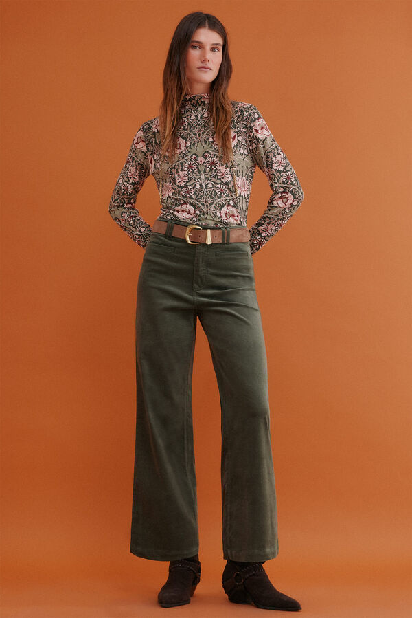 Hoss Intropia Paulette. Pantalón wide leg Kaki