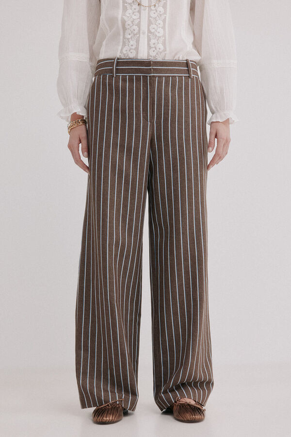 Hoss Intropia P&iacute;a. Pantalones de rayas Marron oscuro