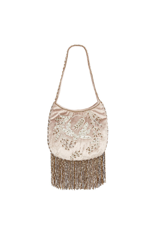 Hoss Intropia Nidia. Bolso bordado con flecos Dorado