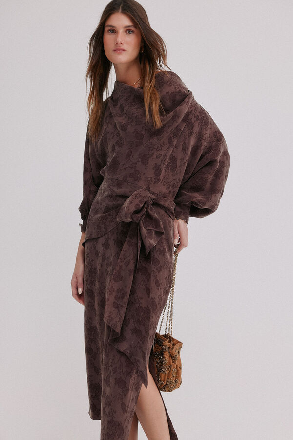 Hoss Intropia &Aacute;gatha. Vestido jacquard Marron oscuro