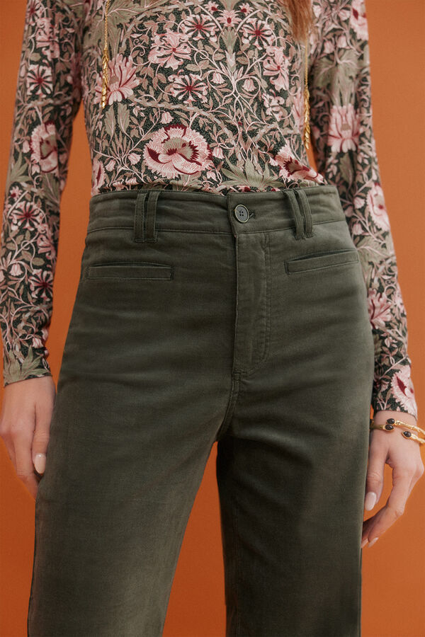 Hoss Intropia Paulette. Pantalón wide leg Kaki