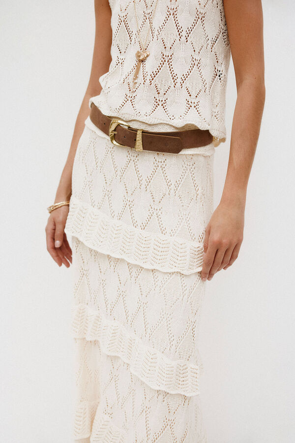 Hoss Intropia Raquel. Falda midi tricot Beige