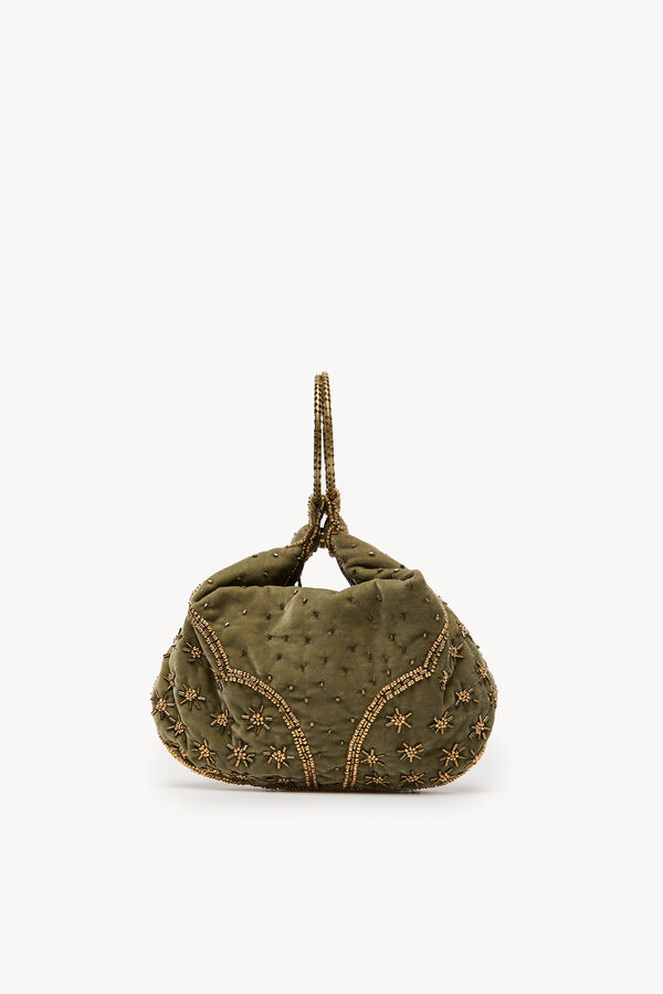 Hoss Intropia Nadia. Bolso de terciopelo y abalorios Verde oscuro