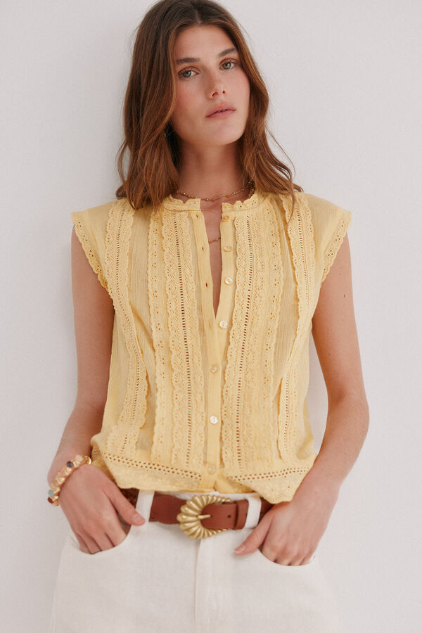 Hoss Intropia Cora. Blusa encajes Amarillo