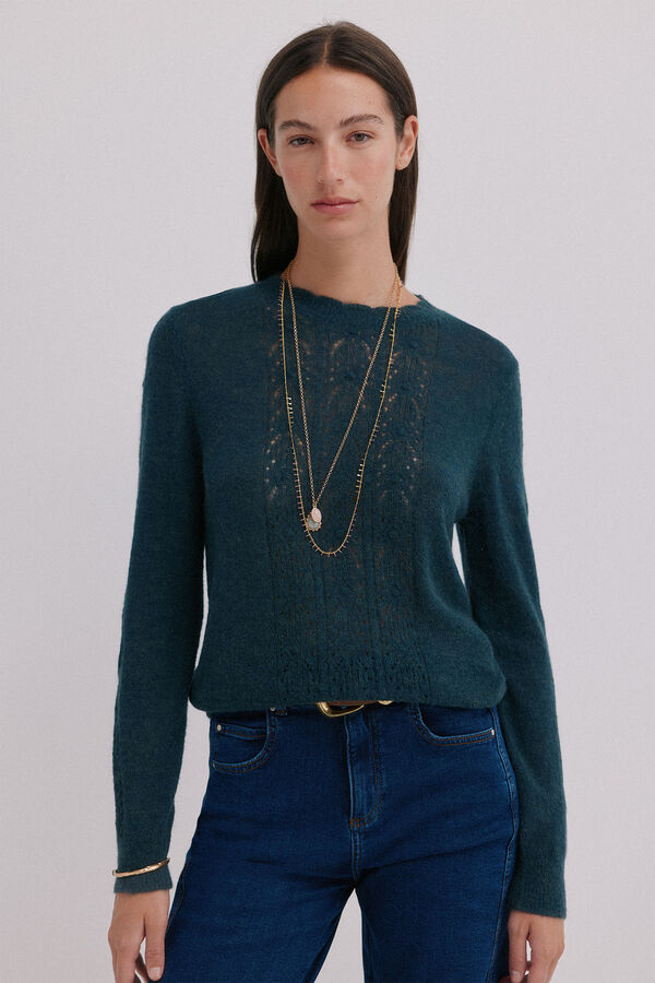 Hoss Intropia Isabella. Jersey calado Verde oscuro