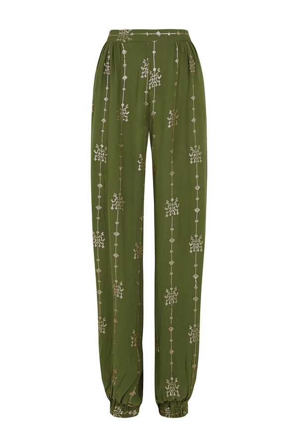 Hoss Intropia Piper. Pantal&oacute;n tejido bordado Kaki