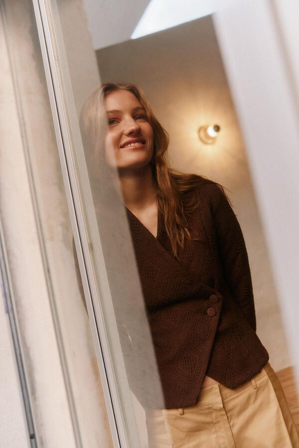 Hoss Intropia Edna. Chaqueta tejido jacquard Marron oscuro