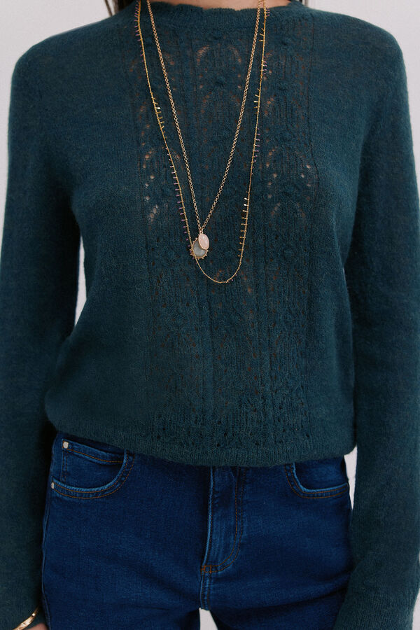 Hoss Intropia Isabella. Jersey calado Verde oscuro