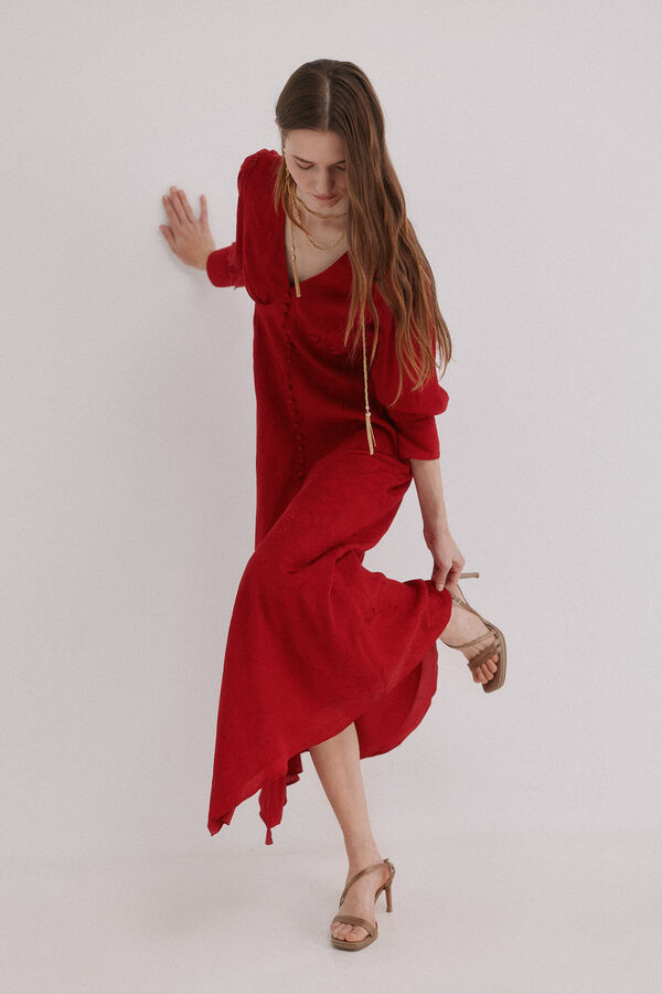 Hoss Intropia Alicia. Vestido tejido jacquard rojo