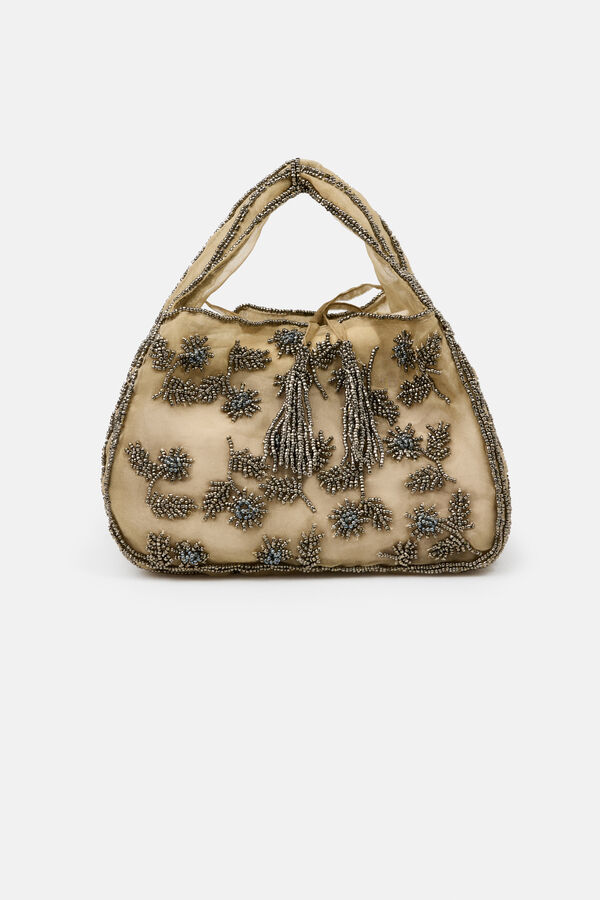 Hoss Intropia Nayara. Bolso de organza bordado Camel
