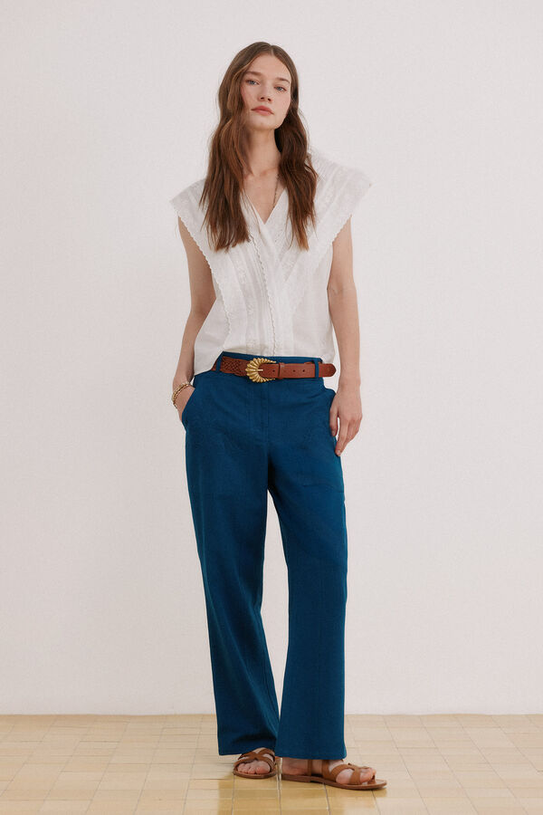 Hoss Intropia Pecks. Pantal&oacute;n bordado Azul oscuro