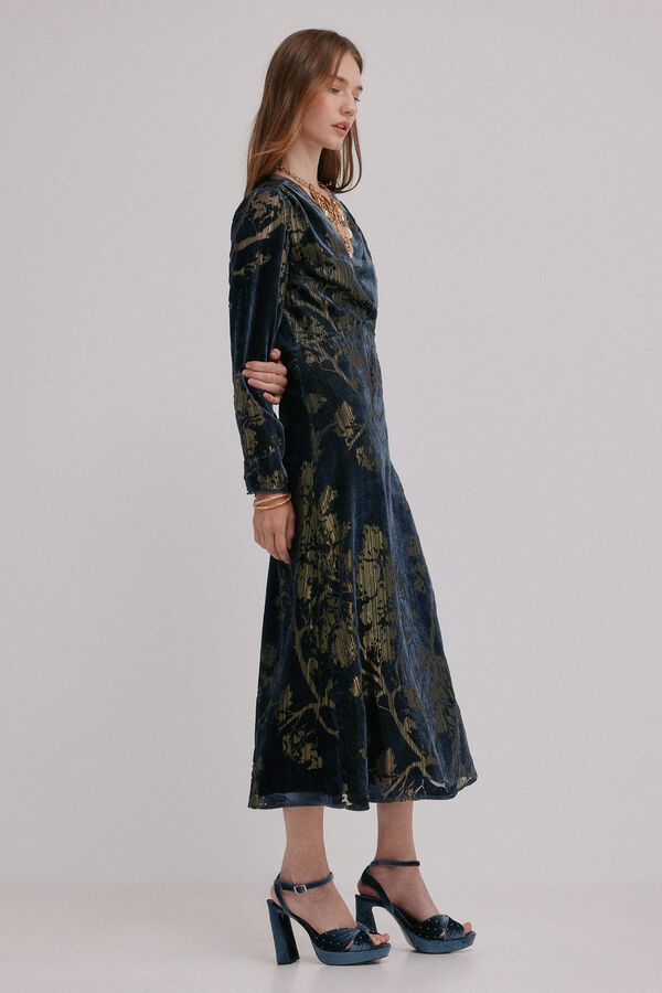 Hoss Intropia Adriana. Vestido jacquard Estampado azul