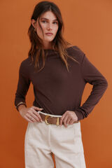 Hoss Intropia Mirta. Camiseta con escote drapeado Marron oscuro