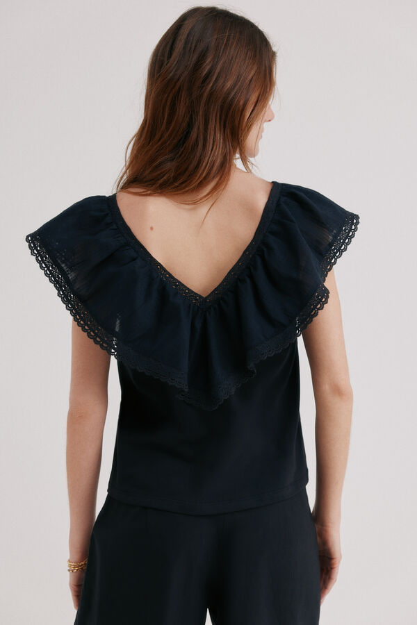 Hoss Intropia Malaika. Camiseta volante Negro