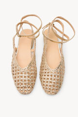 Hoss Intropia Maia. Bailarina piel trenzada tacon Dorado