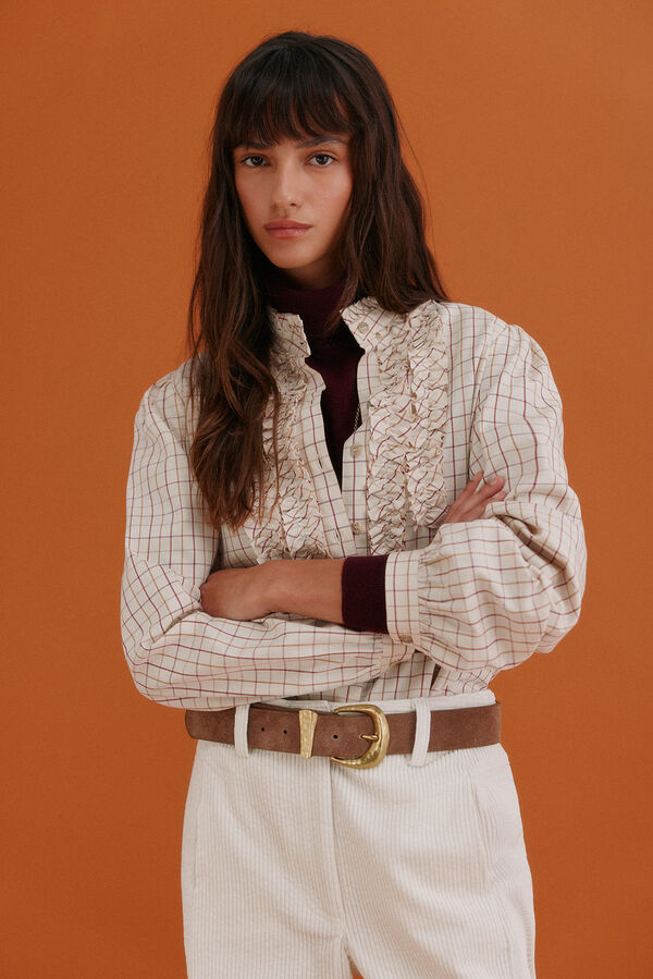 Hoss Intropia Gina. Blusa a cuadros Marfil