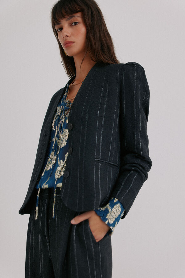 Hoss Intropia Estela. Blazer a rayas Gris oscuro