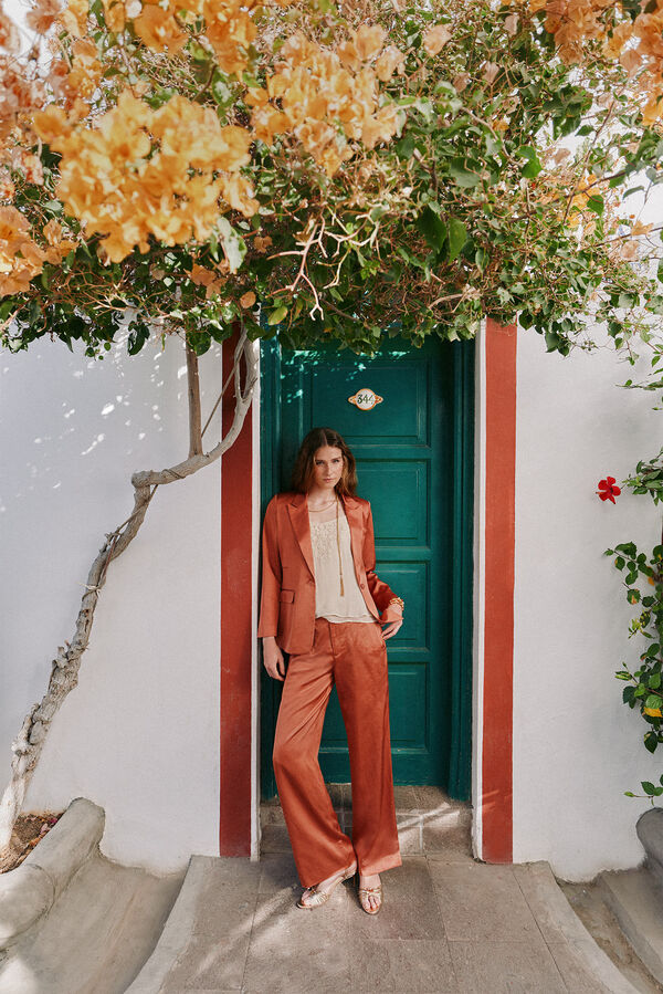 Hoss Intropia Pen&eacute;lope. Pantal&oacute;n tejido satinado Rosa