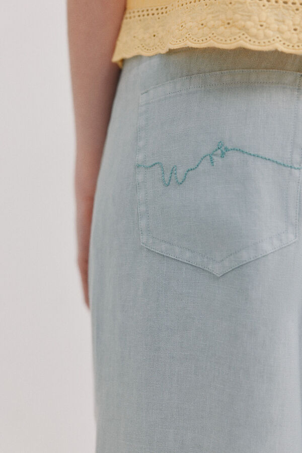 Hoss Intropia Paupa. Pantal&oacute;n de lino Azul