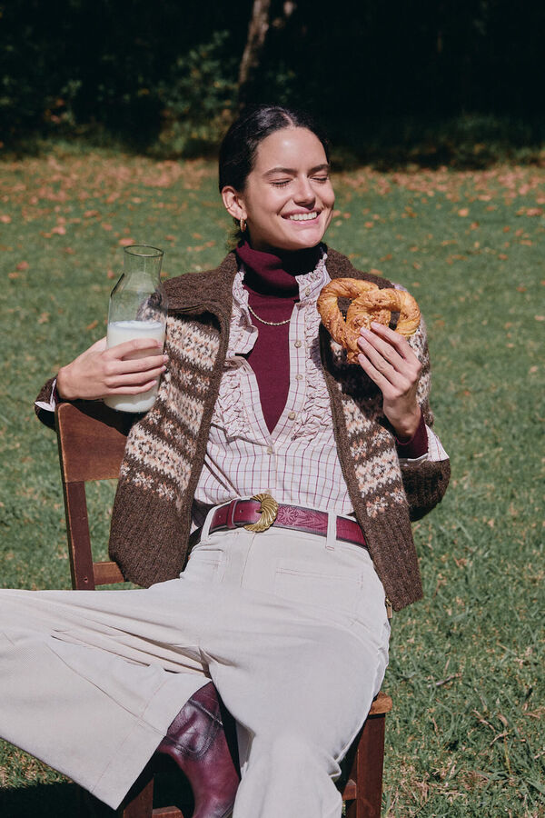 Hoss Intropia Inola. C&aacute;rdigan grecas Estampado Marron