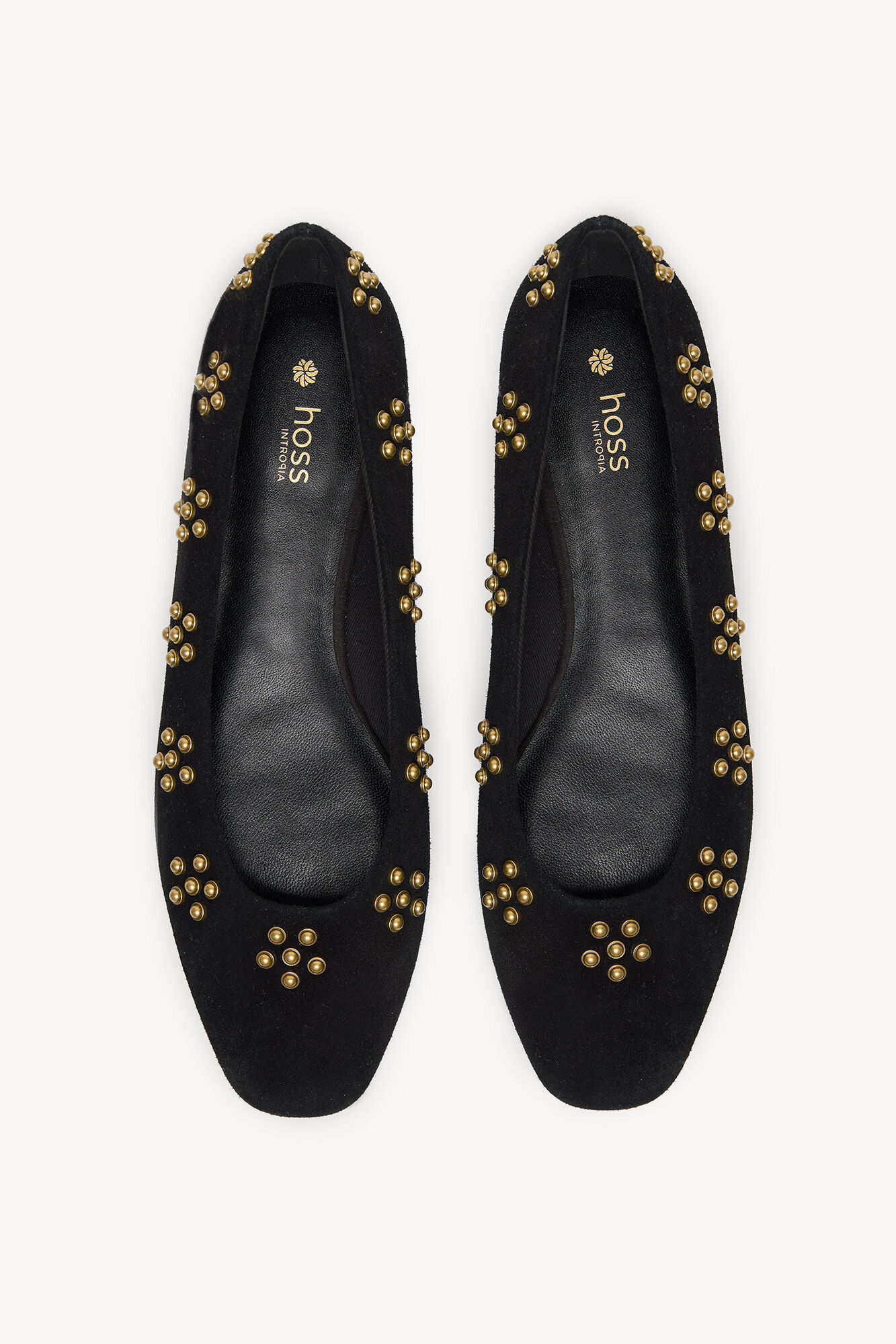 Hoss Intropia Maitane. Bailarinas de serraje con tachas