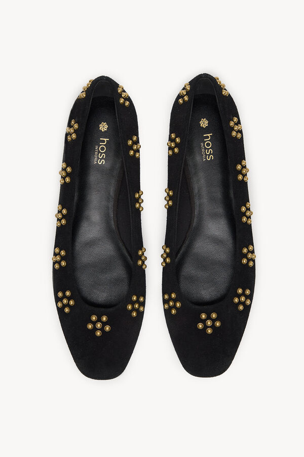 Hoss Intropia Maitane. Bailarinas de serraje con tachas Negro