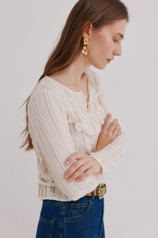 Hoss Intropia Miranda. Camiseta rom&aacute;ntica Marfil