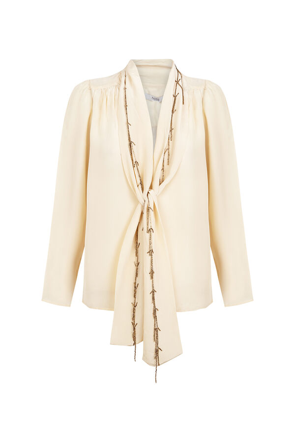 Hoss Intropia Carrie. Blusa con lazada Marfil