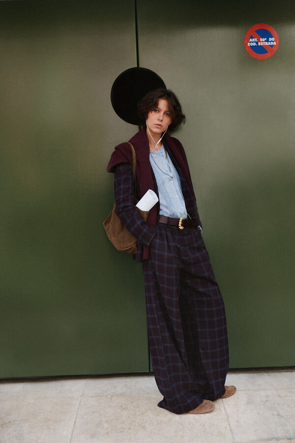 Hoss Intropia Peony. Pantal&oacute;n cuadros Azul marino