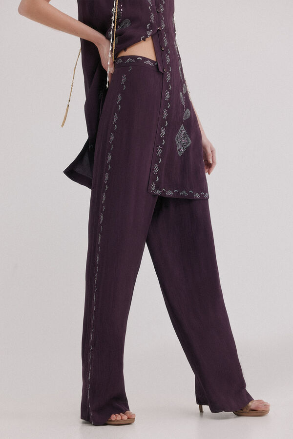 Hoss Intropia Prisca. Pantal&oacute;n bordado Morado
