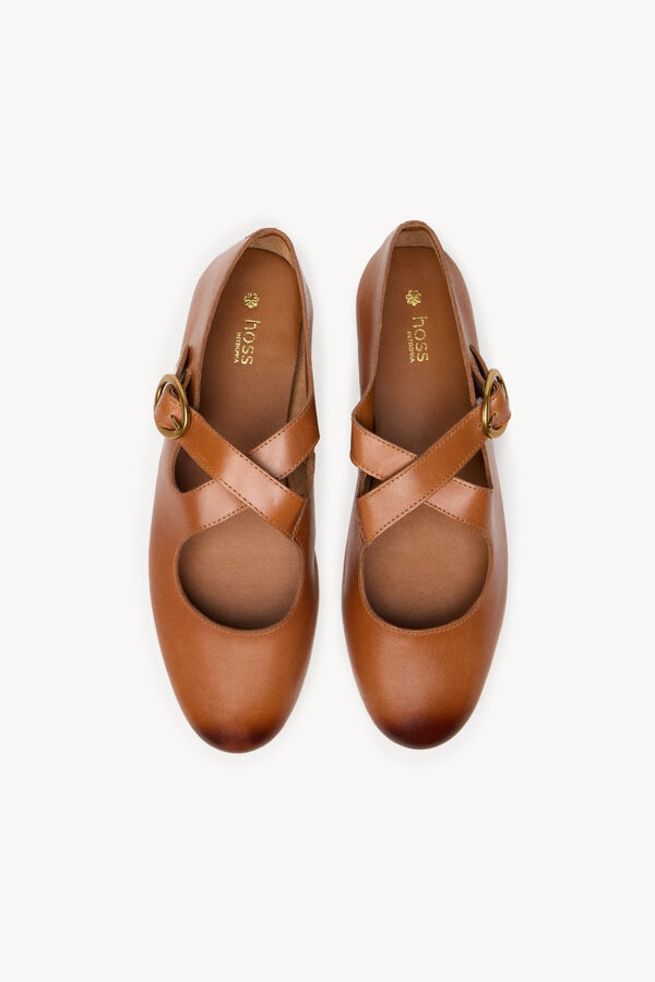 Hoss Intropia Lera. Bailarinas de piel cruzadas Marron oscuro