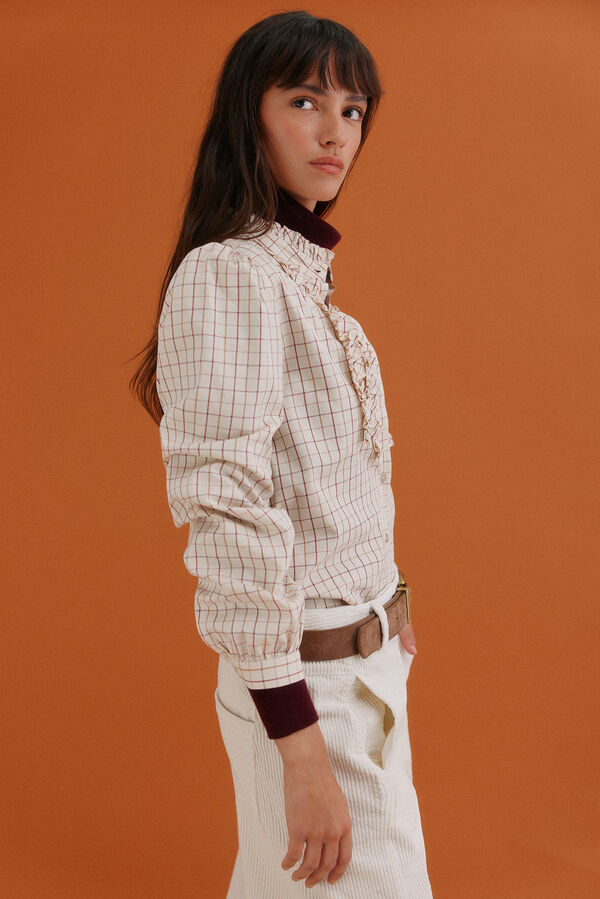 Hoss Intropia Gina. Blusa a cuadros Marfil