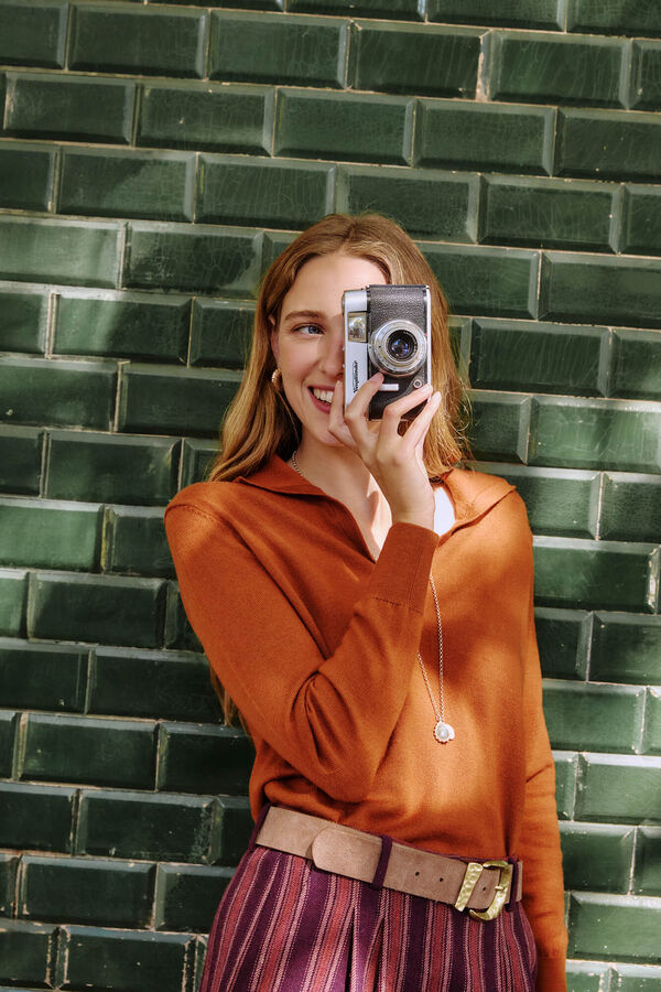 Hoss Intropia Idoia. C&aacute;rdigan con cuello solapa Naranja