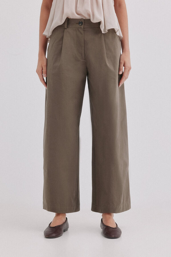 Hoss Intropia Pietra.Pantal&oacute;n pinzas Kaki