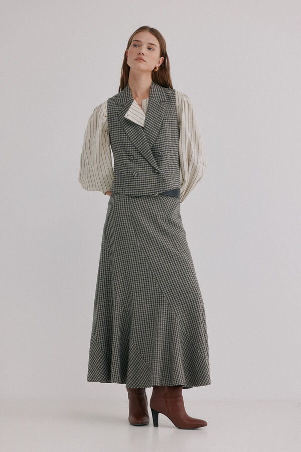 Hoss Intropia Elsa. Chaleco cuadros Kaki