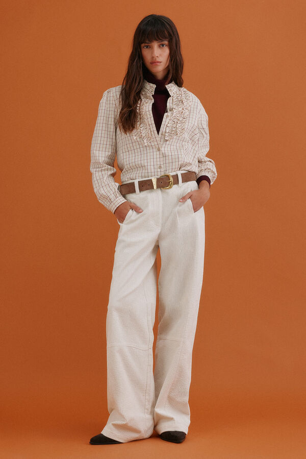 Hoss Intropia Gina. Blusa a cuadros Marfil