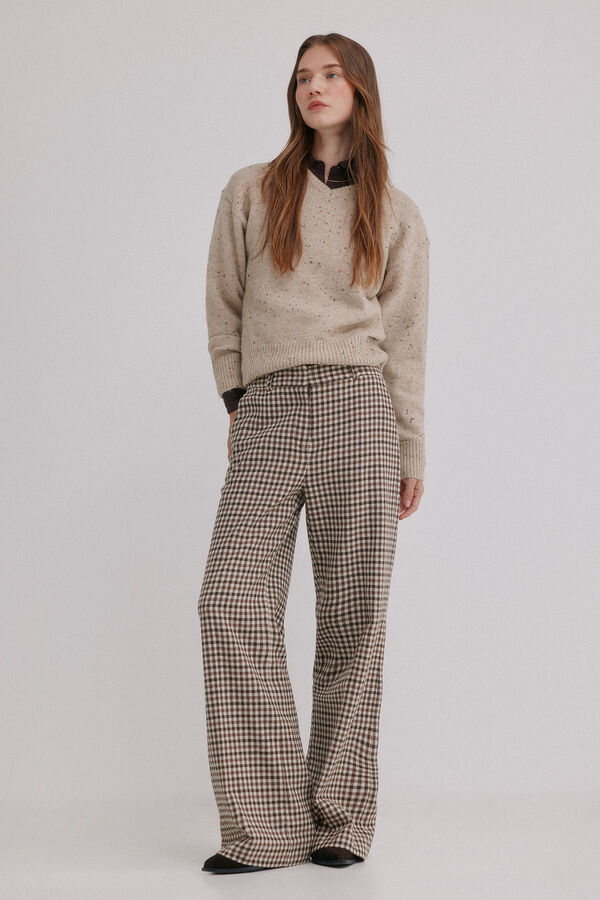 Hoss Intropia Prado. Pantal&oacute;n a cuadros Marfil