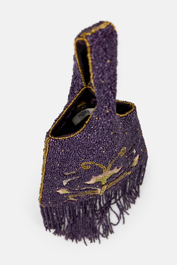Hoss Intropia Nerea. Bolso Bordado con flecos Estampado morado