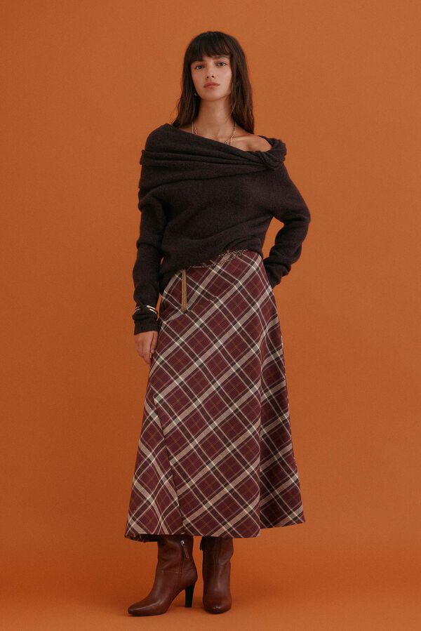 Hoss Intropia Idalia. Jersey con escote asim&eacute;trico Marron oscuro