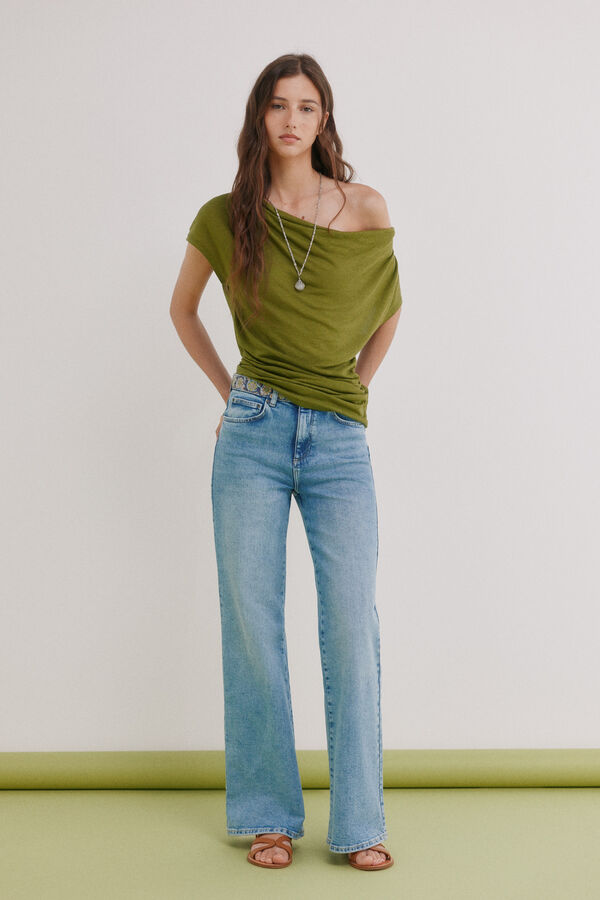 Hoss Intropia Madeline. Camiseta drapeada Kaki