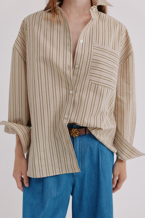 Hoss Intropia Corinna. Camisa de rayas Kaki