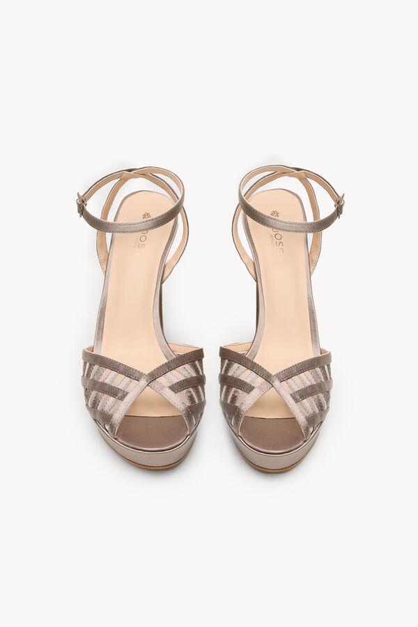 Hoss Intropia Naiara. Sandalia tac&oacute;n sat&eacute;n Gris