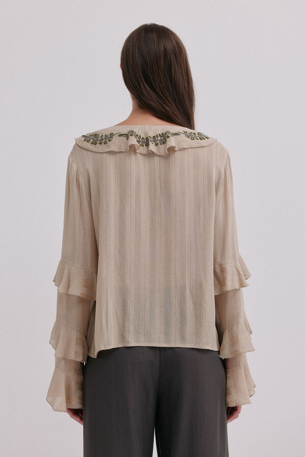 Hoss Intropia Clotilde. Blusa rom&aacute;ntica Beige