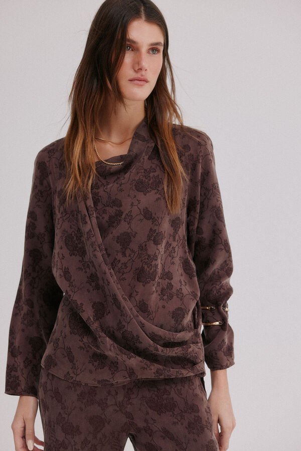 Hoss Intropia Concha. Blusa jacquard Marron