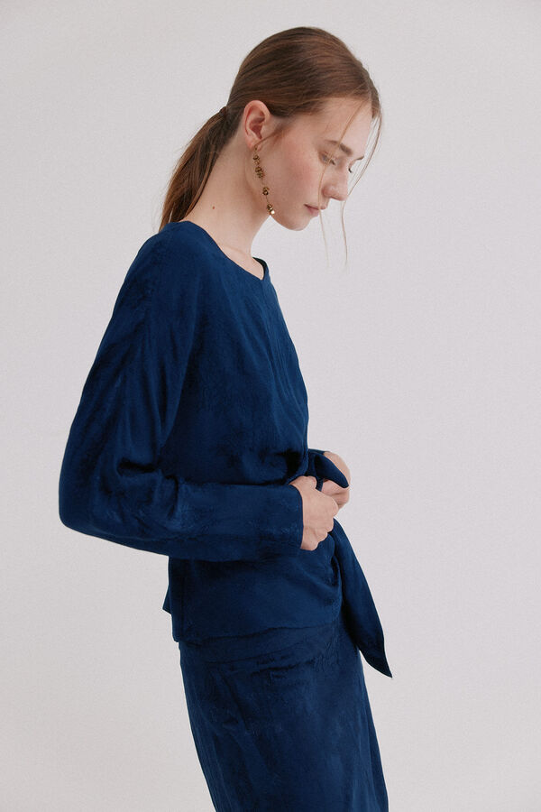 Hoss Intropia Calia. Blusa jacquard Azul marino
