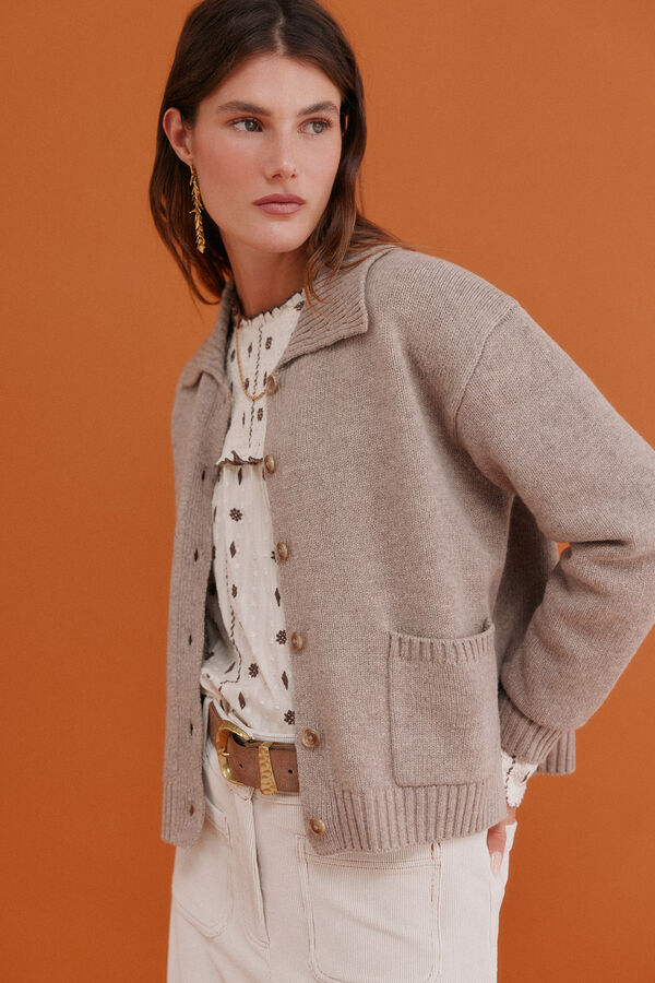 Hoss Intropia Itziar. C&aacute;rdigan con bolsillos Beige