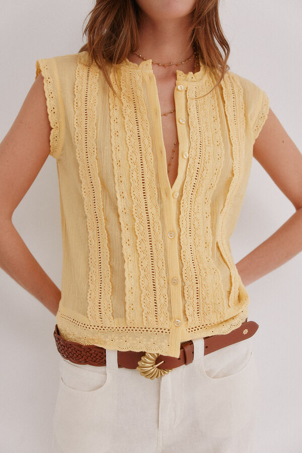 Hoss Intropia Cora. Blusa encajes Amarillo