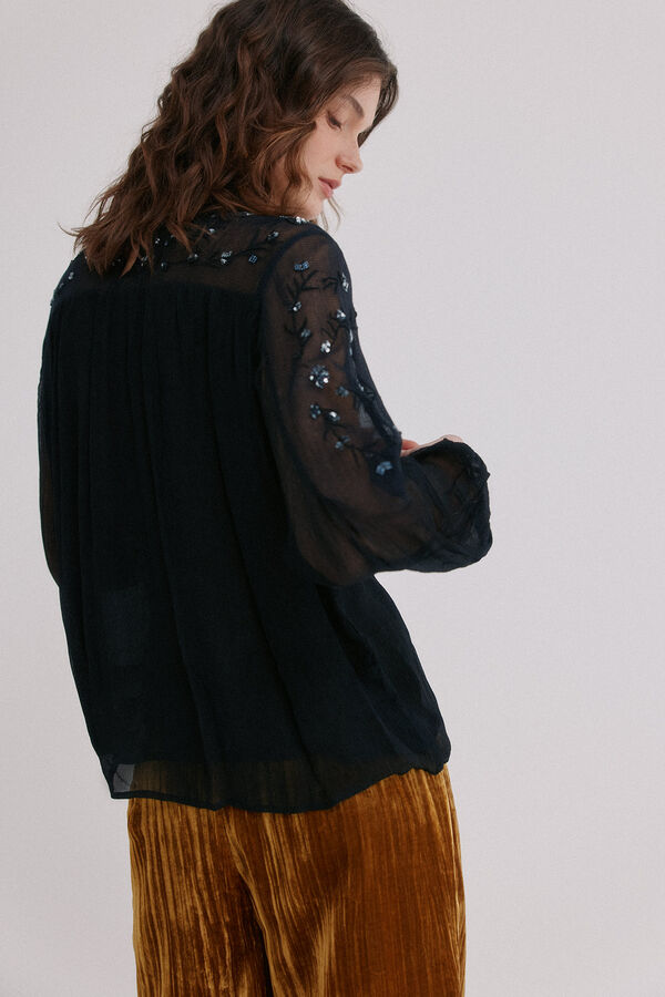 Hoss Intropia Claire. Blusa bordada Azul marino