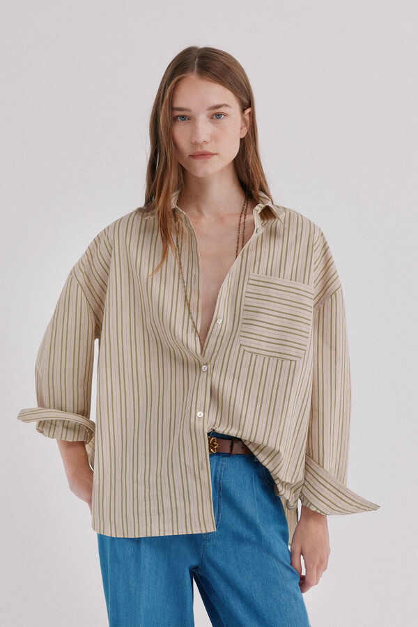 Hoss Intropia Corinna. Camisa de rayas Kaki